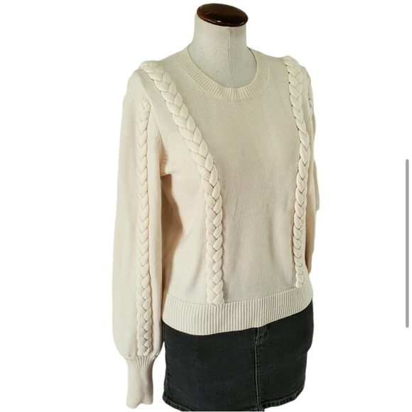 Joie Cream Braided Sweater | Medium - Picture 6 of 10